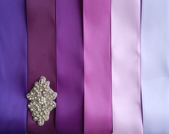 Bridesmaid wedding satin belt 5 cm x 2 m, Purple Lavender Perano Iris Periwinkle Lilac Orchid Violet Indigo Grape Plum Eggplant Amethyst 2"