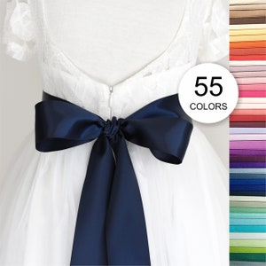 Satin sash 55 colors, Flower girl sash single faced belt 2 inch wide, Bridesmaid ribbon 5 cm width, Crafting ribbon, Wedding ribbon decor