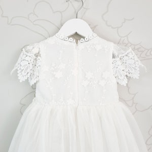 Christening communion gown, Traditional tulle & lace church dress, Baby girl lace baptism dress, Infant boho wedding flower girl dress CHLOE image 8
