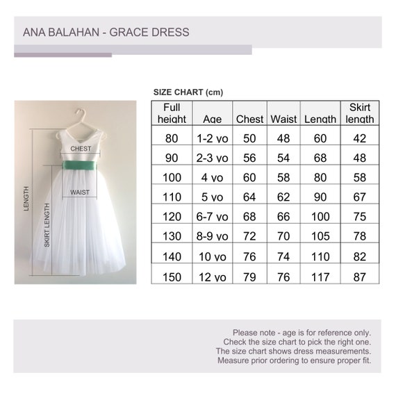 Girl Dress Measurements Chart