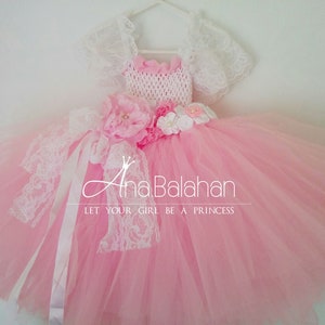 First Birthday Cake smash dress pink, white, purple, turquoise, Baby Tutu dress, Princess Fairy peagant Dress, Flower girl dress image 5