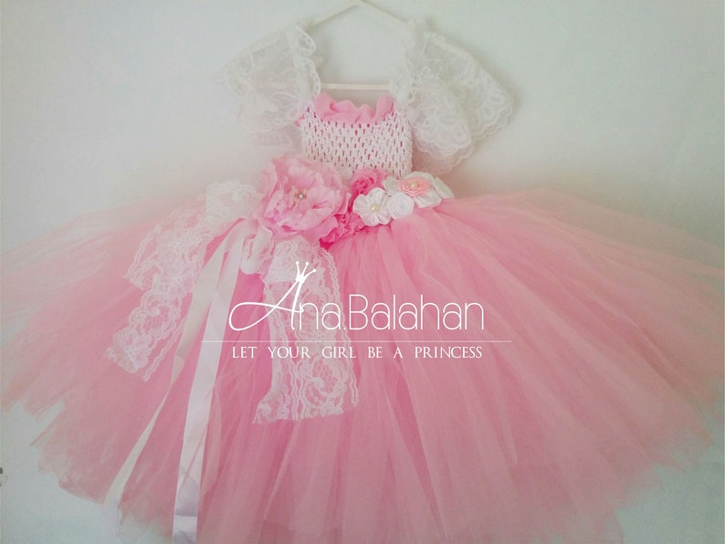 First Birthday Cake smash dress pink, white, purple, turquoise, Baby Tutu dress, Princess Fairy peagant Dress, Flower girl dress image 5