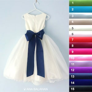 Flower girl sash, Satin sash 17 colors, Satin sash 2" and 3", Maternity sash, Bridesmaid belt, Wedding sash 5 and 8 cm, Satin ribbon tie bow