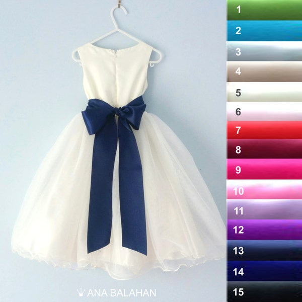 Flower girl sash, Satin sash 17 colors, Satin sash 2" and 3", Maternity sash, Bridesmaid belt, Wedding sash 5 and 8 cm, Satin ribbon tie bow