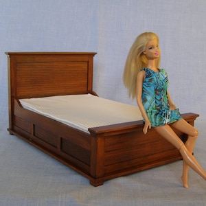 1:6 scale Double Bed for 12 inch doll modern miniature size furniture