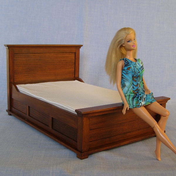 1:6 scale Double Bed for 12 inch doll modern miniature size furniture