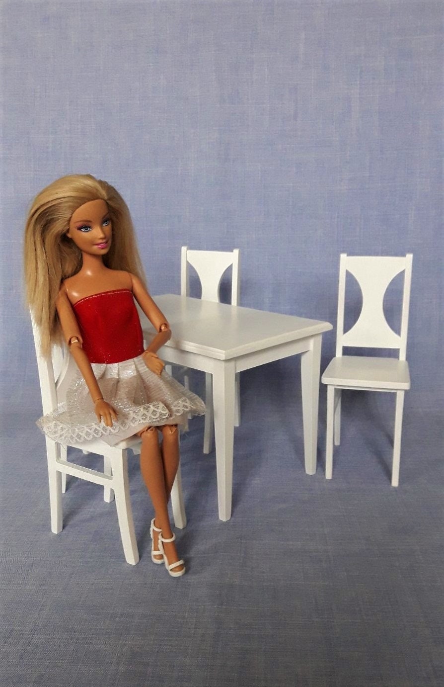 Table and chairs for 12 inch / Barbie doll Etsy