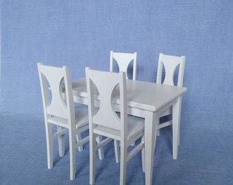 Table and chairs for 12 inch / 1:6 scale miniature furniture