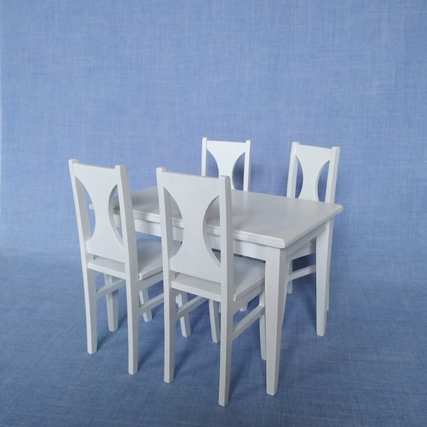 Table et chaises pour meubles miniatures à l'échelle 12 pouces / 1:6