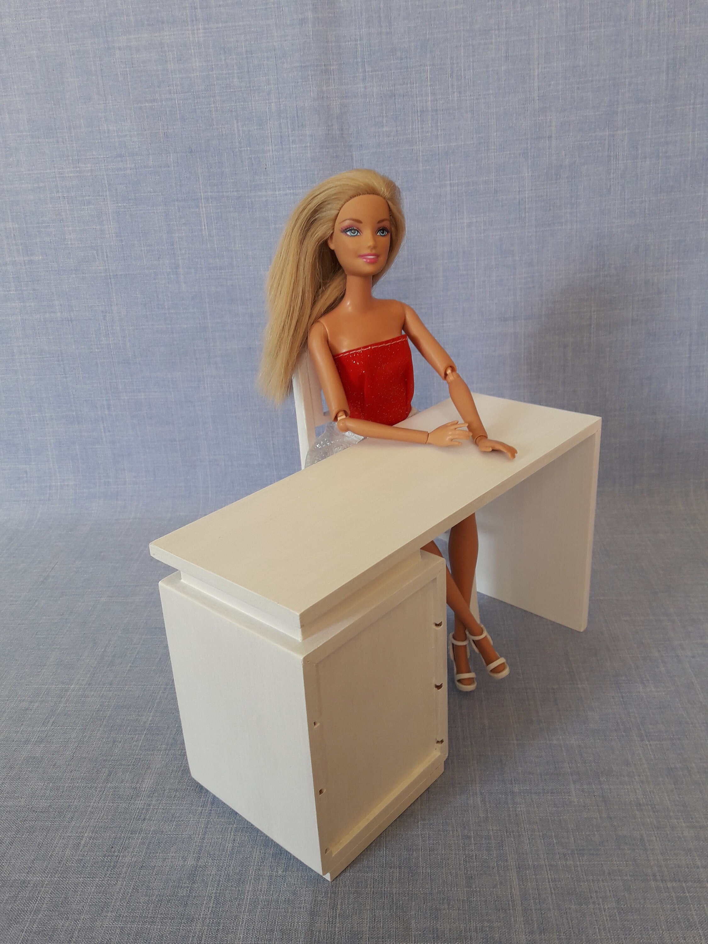 Desk and chair for 12 inch doll / Barbie dollhouse furniture/ Etsy