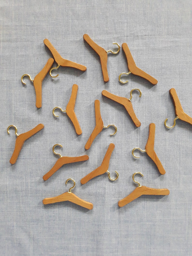 Set of Hangers Handmade wood Miniature for 12 Inch doll clothes/ 1:6 scale image 2