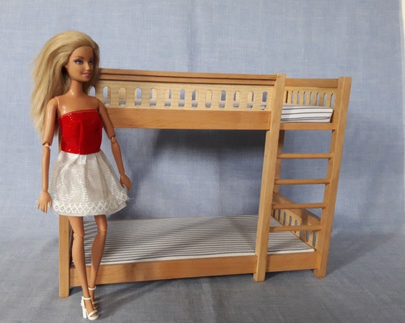 Bunk Bed For 12 Inch Doll 1 6 Scale Bedroom Furniture Barbie Size Dollhouse Furniture
