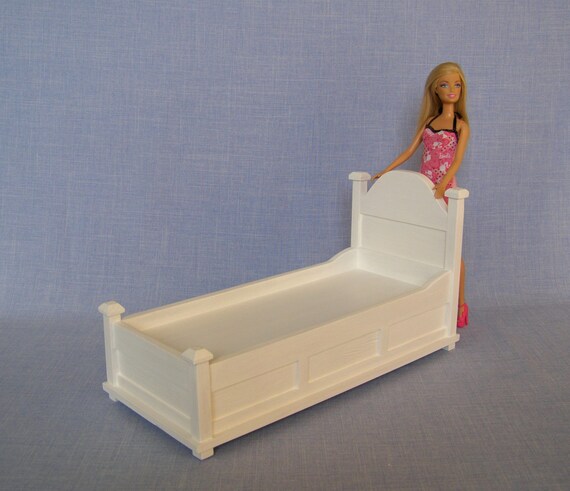 Single Bed For 12 Inch Doll Dolls 1 6 Scale Bed White Modern Bed Barbie Size Furniture
