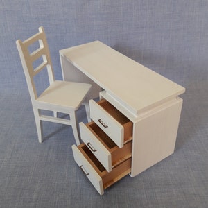 1:6 scale Desk and chair for 12 inch doll / dollhouse furniture image 2