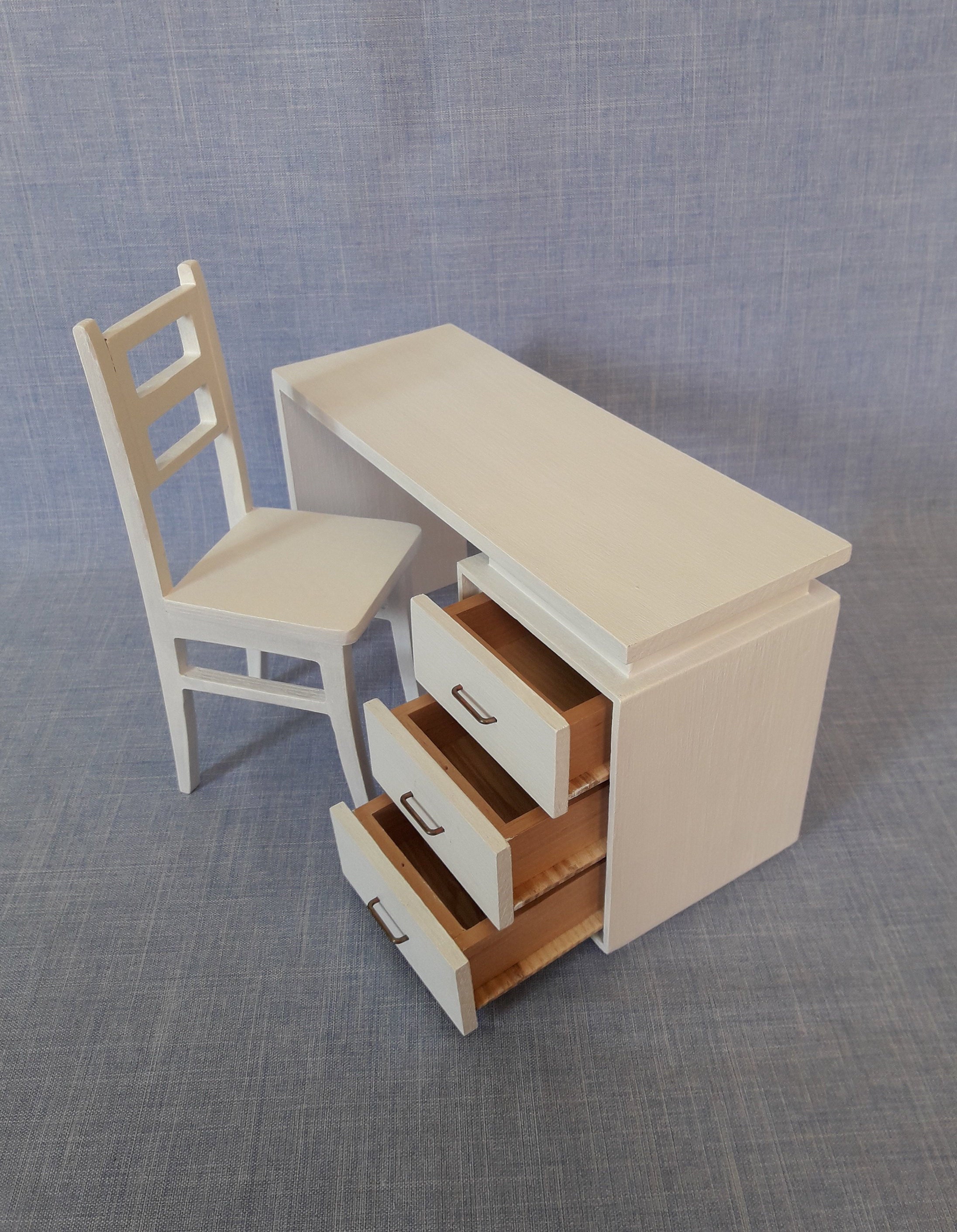 16 Scale Desk and Chair for 12 Inch Doll / Dollhouse Etsy