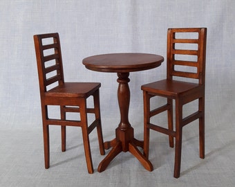 Pub set table with chairs 1: 6 scale for 12 inch doll miniature furniture