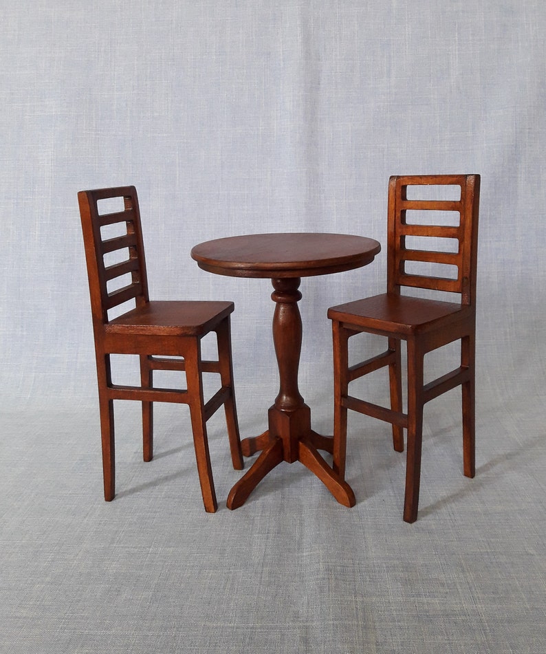 Pub set table with chairs 1: 6 scale for 12 inch doll miniature furniture  
