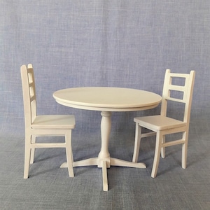 1:6 scale Round Kitchen Dining Table and chairs for 12 inch miniature furniture