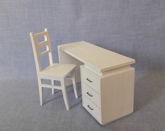 1:6 scale Desk and chair for 12 inch doll / dollhouse furniture