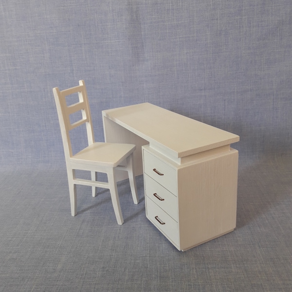 Bureau et chaise à l’échelle 1:6 pour poupée de 12 pouces / meubles de maison de poupée miniature