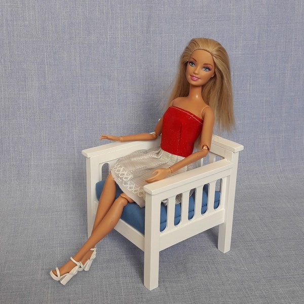 Canapé à siège unique en bois à l'échelle 1: 6 pour poupée / fauteuil de 12 pouces