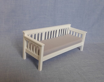 Simple wooden frame sofa 1:6 scale for 12 inch doll