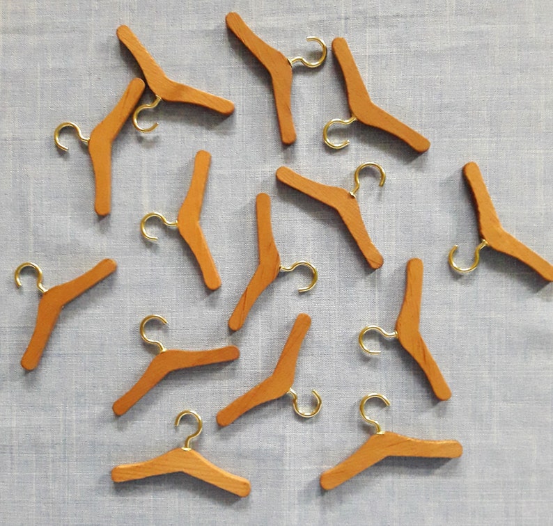 Set of Hangers Handmade wood Miniature for 12 Inch doll clothes/ 1:6 scale image 1