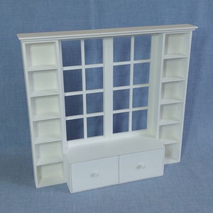 Shelves with window  for 13 inch doll / miniature furniture