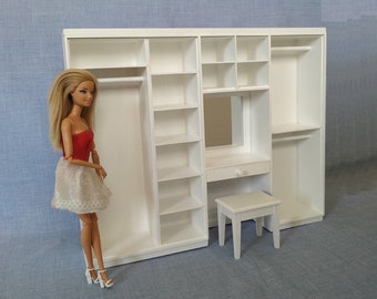 Armoire à échelle 1:6 avec coiffeuse pour meubles de figurines d'action de 12 pouces