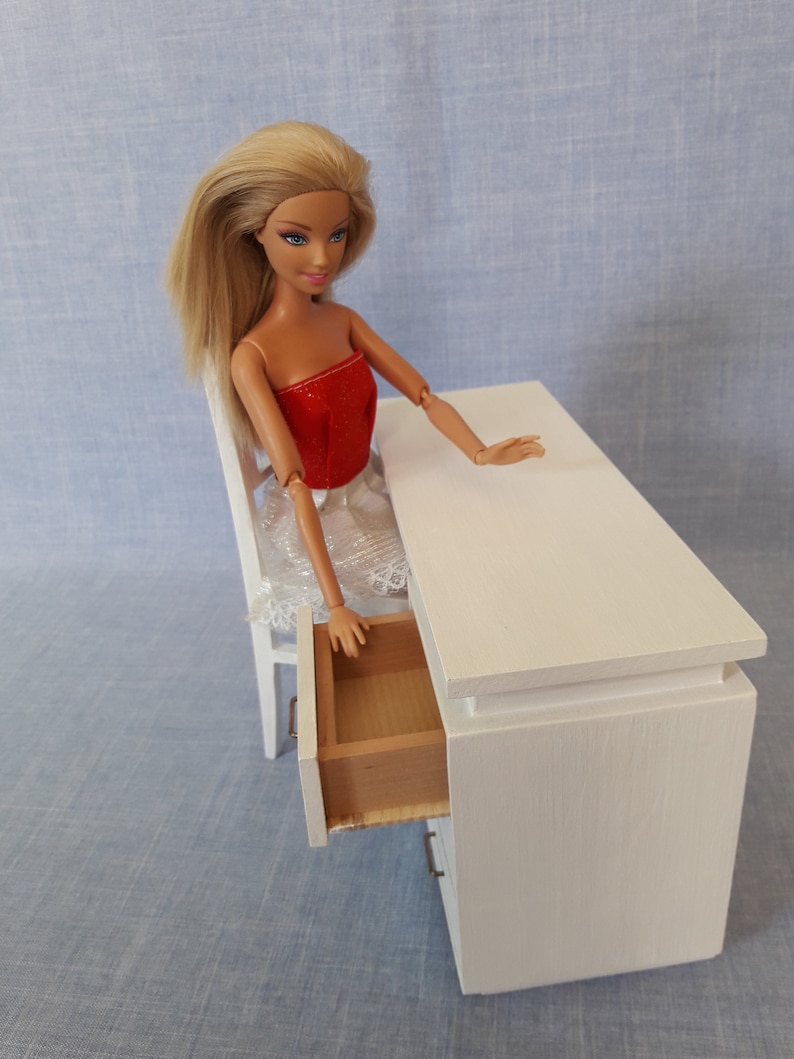 Desk and chair for 12 inch doll / Barbie dollhouse furniture/ Etsy