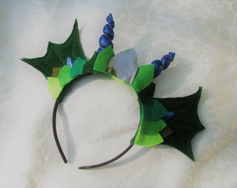 Custom Order Dragon Headband with Horns (A)