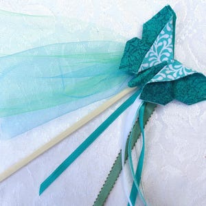 Teal and White Butterfly Wand/Fairy Wand