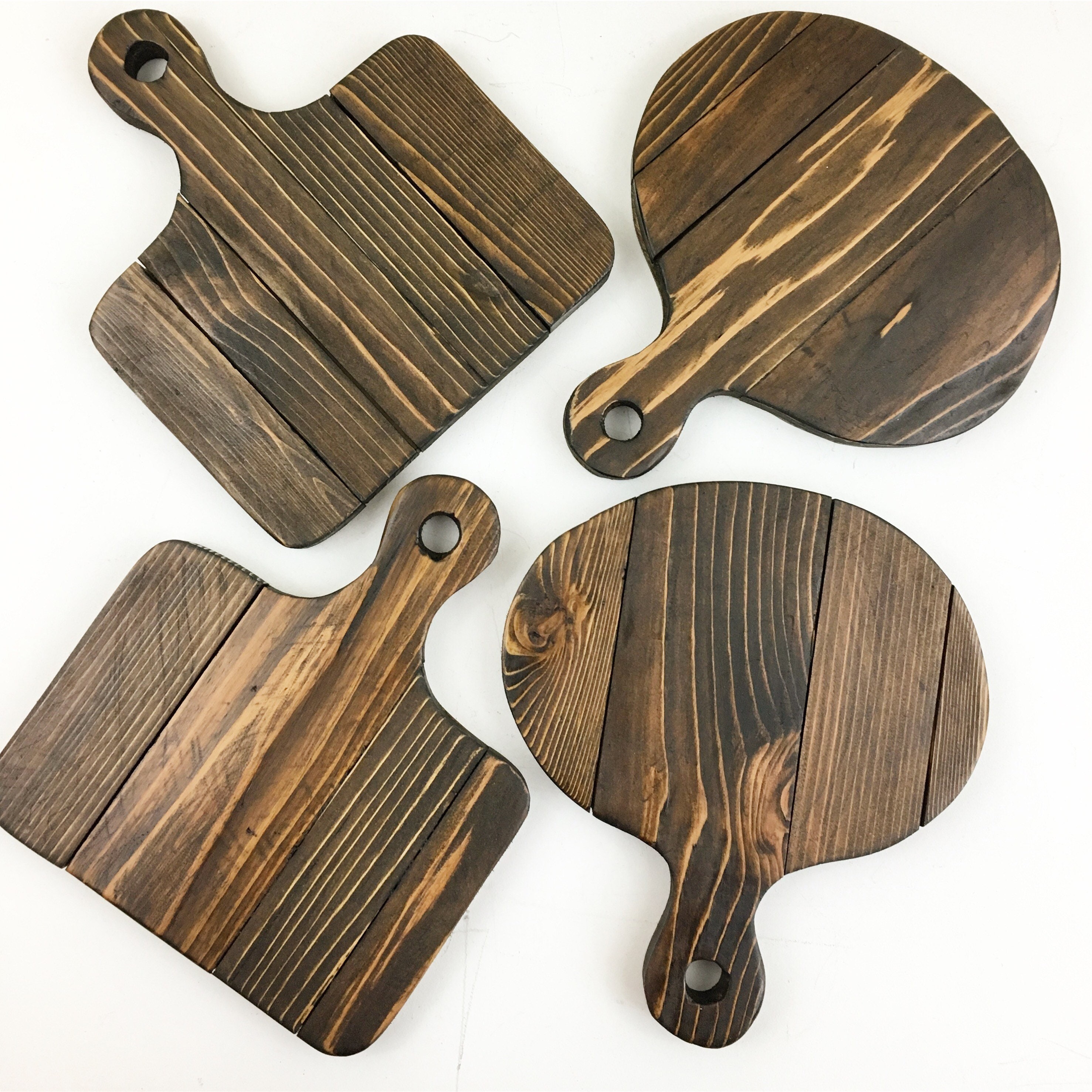 Conjunto de 2 tablas de corte rústicas decorativas de madera Etsy