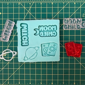 Molde de silicona con forma de paleta de brujas para llaveros de resina epoxi, moldes de resina, suministros para manualidades con resina kawaii, regalos de fundición