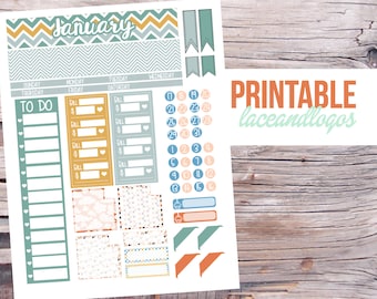 Printable Planner Stickers Monthly Spread Kit Month January Jan View To Do Bills Glam Plan Spread Kit Planning Made EasyFor Erin Condren