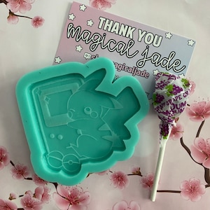 Gamer Pika Friend Silicone Mold For Epoxy Resin Molds Keychains Video Games Anime 90s 2000s Poke Games Shiny Etched Flat