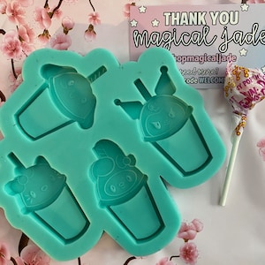 Kawaii Animals Boba Cup Silicone Mold, Epoxy Resin Molds, Shaker Keychain Molds, Badge Reel Molds, Coffee Cup Shakers, Cute Resin Molds