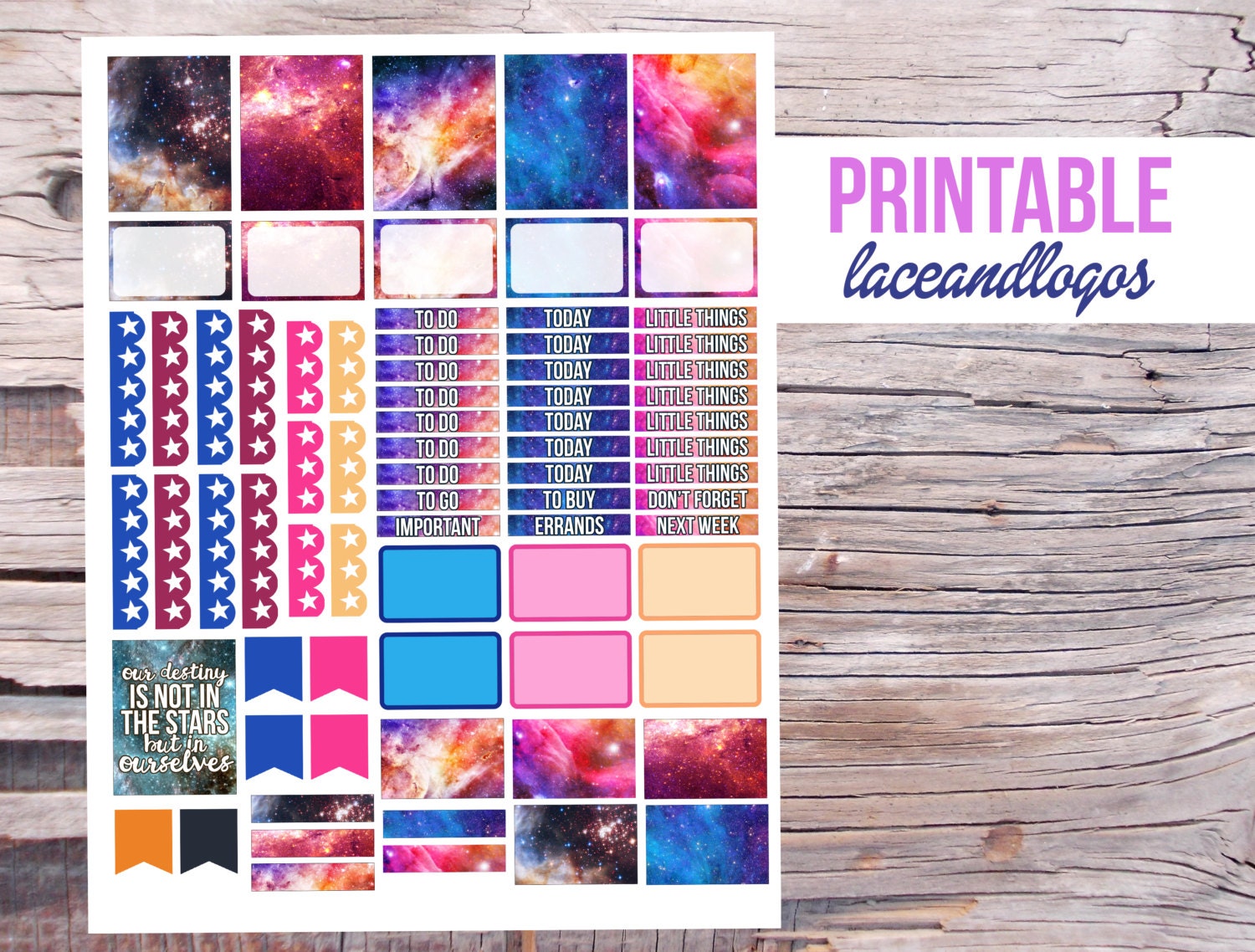 Printable Planner Stickers Galaxy Space Hipster Stars Sky | Etsy