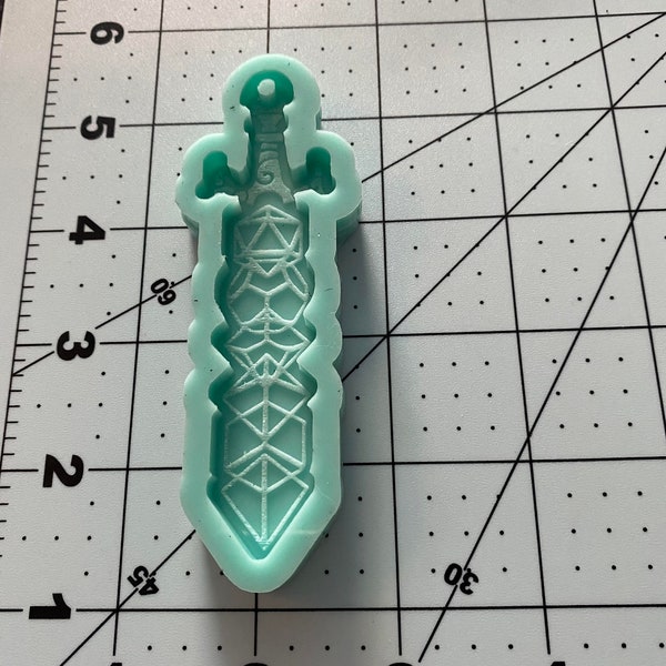 Dice Sword Keychain Silicone Mold, Epoxy Resin Molds, DND Resin Mold, Resin Dice Mold, Resin Keychains Molds, Cute Resin Molds, Resin Craft