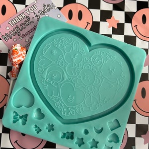 Epoxy Resin Tray Mold, Silicone Molds for Epoxy Resin, Resin Love Heart Tray, KPOP Character Silicone Mold, Resin Home Decor Molds