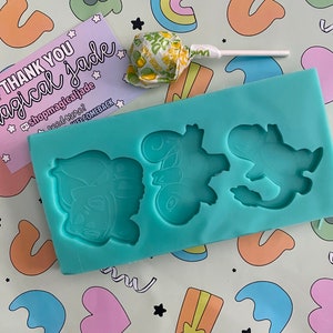 Gen 1 Starters Silicone Mold: Epoxy Resin Crafting Molds, Resin Keychain Supplies