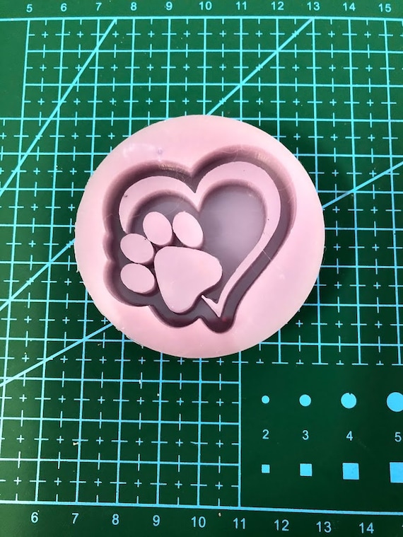 Heart with paw Keychain Mold Silicone Resin Mould DIY Handmade