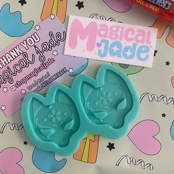 Sakura Kitsune Earring Silicone Mold, Epoxy Resin Mold, Resin Earrings Molds, Resin Jewelry Molds, Cute Silicone Resin Mold