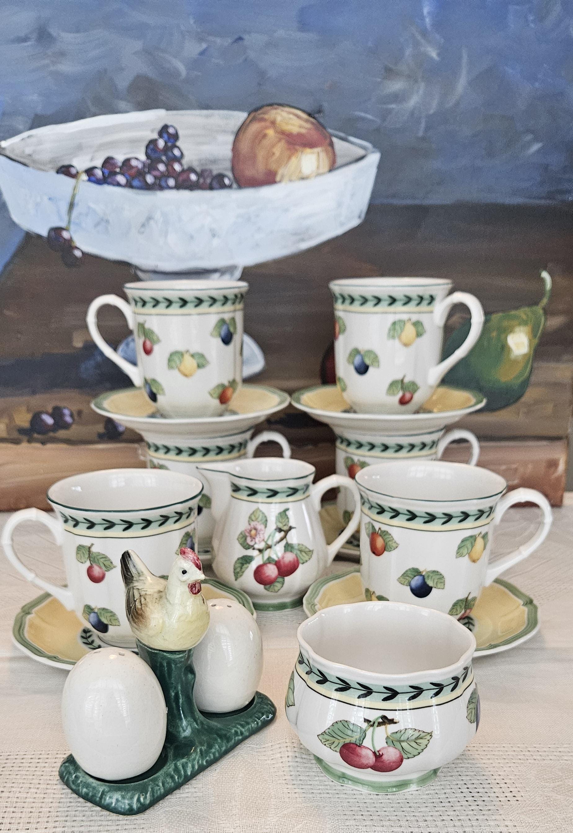 Théière Villeroy & Boch French Garden Grand Taille - Motif Cerises Et Citrons - Porcelaine