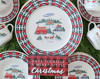 Salem China Co, 1980s, Whimsical Christmas, Holiday Plates