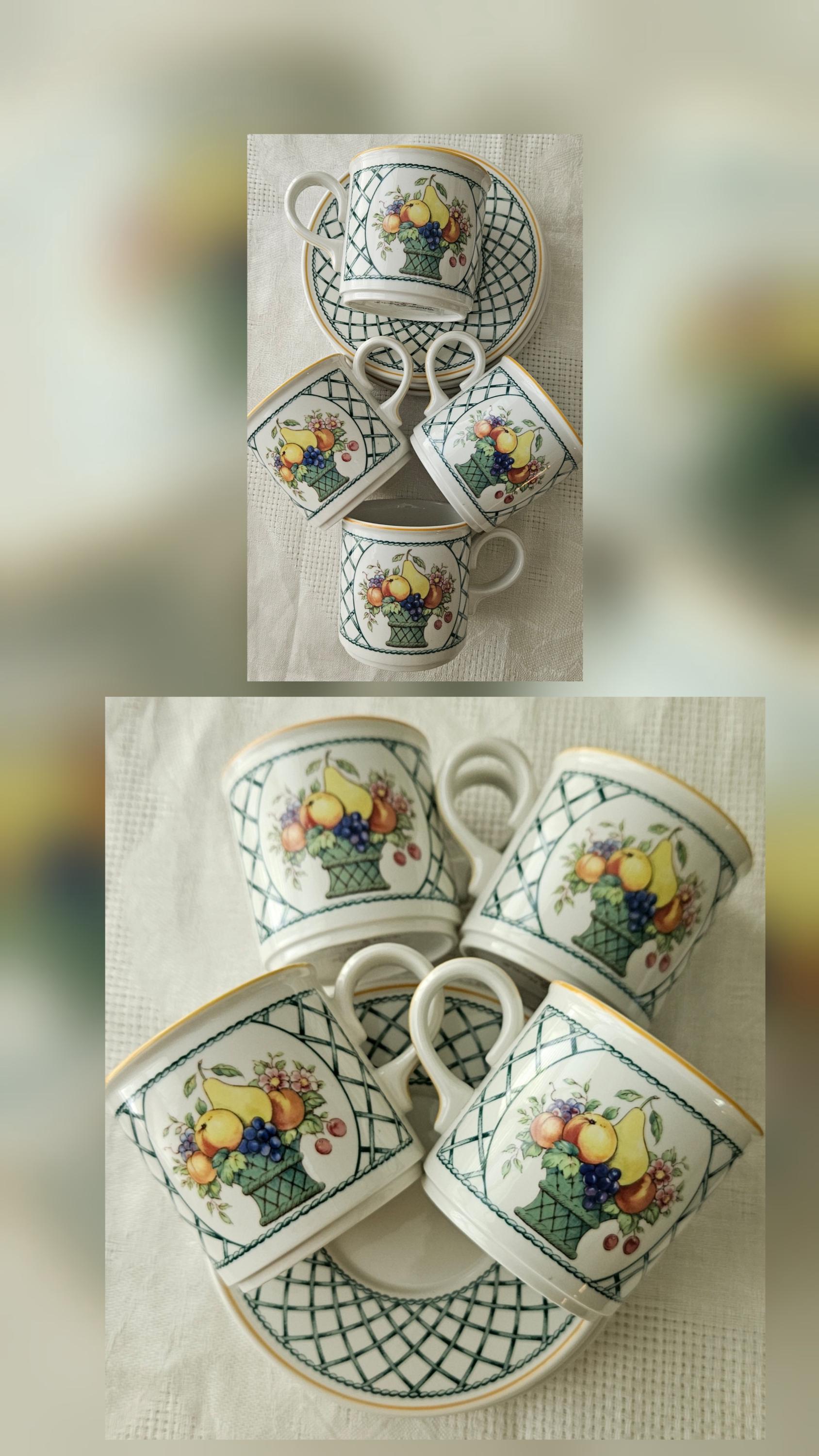BASKET by VILLEROY & BOCH. Set of 4 Porcelain Flat Cups (2