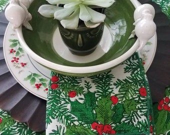 Never Too Early: NEW Fallani and Cohn Christmas Runner, Traditional Red White Green & Berries