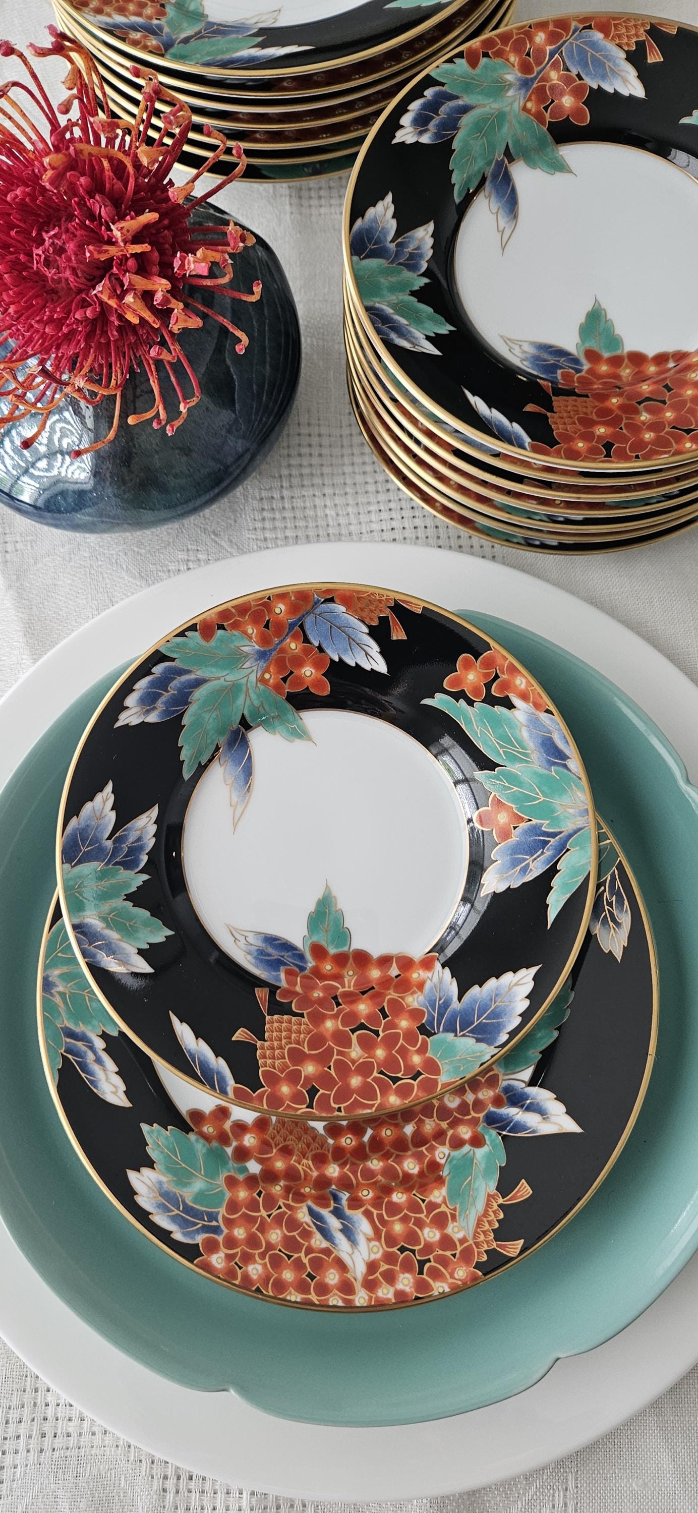 Vintage FF FLEURS CHINOISES Porcelain Dishes. Set of 16 Fitz Vintage FF FLEURS CHINOISES Porcelain Dishes. Set of 16 Fitz