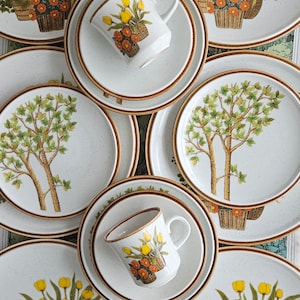 Sophisticated SoHo Boho.  Mix & Match VTG MIKASA Natural Beauty Dinnerware:  Central Park and Cachet Pots.  Dinner, Salad, Cups.  Sets of 2.