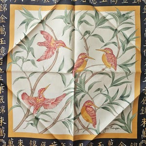 Perfect x Fall. NWT Set of 8 (4/4) Jim Thompson THAI Silk Placemats, Hand Rolled Napkins, BIRDS. Spice Tones Cream Black. Orig. Bag & Care
